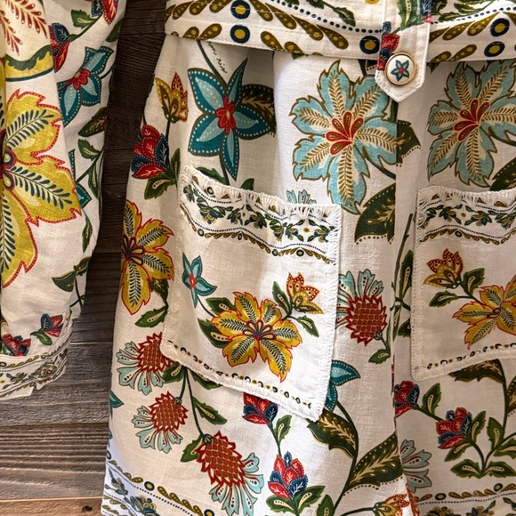 Farm Rio Botanical Off White Long Sleeve Romper Size Small NWT - Picture 10 of 16